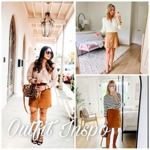 ❤️ Soft Surroundings Vegan Suede Leather Snap Up Swing A-Line Skirt Size Medium